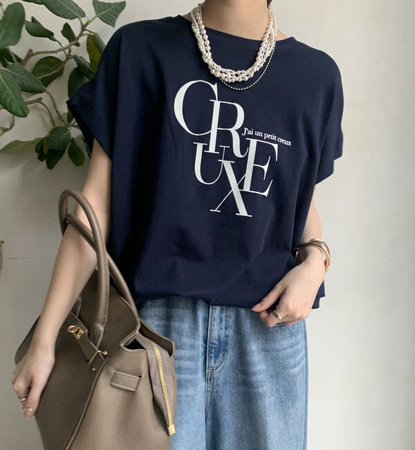  「【WEB限定】ドロストミックスロゴTEE」|Tシャツ・カットソー|ネイビー