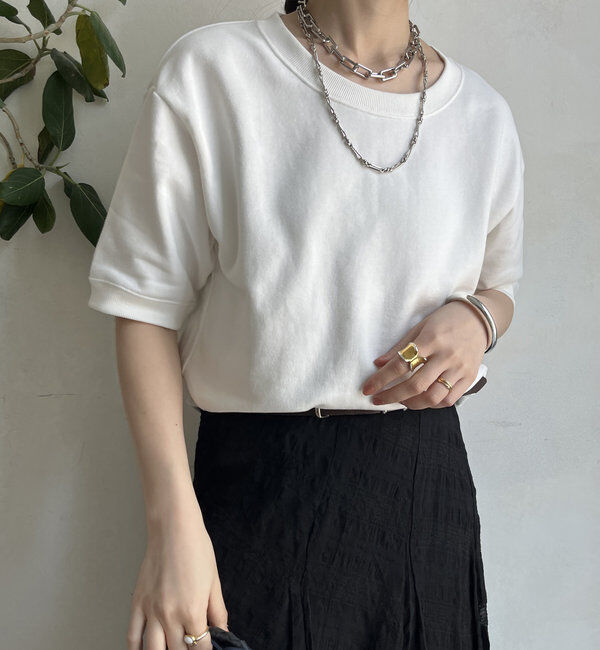  「バック刺繍半袖裏毛スウエット」|Tシャツ・カットソー|