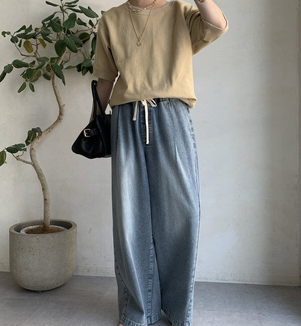  「バック刺繍半袖裏毛スウエット」|Tシャツ・カットソー|