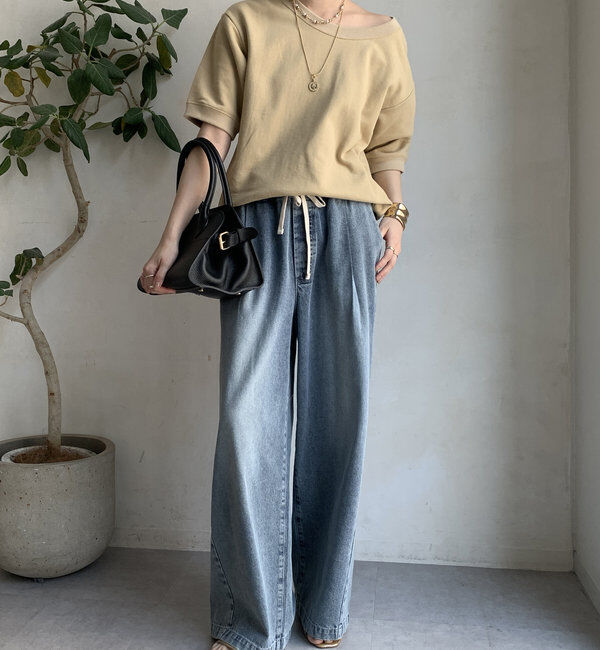  「バック刺繍半袖裏毛スウエット」|Tシャツ・カットソー|