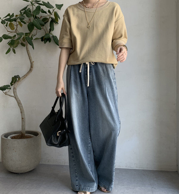  「バック刺繍半袖裏毛スウエット」|Tシャツ・カットソー|