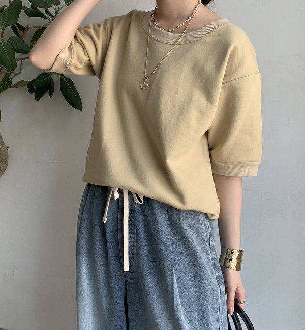  「バック刺繍半袖裏毛スウエット」|Tシャツ・カットソー|