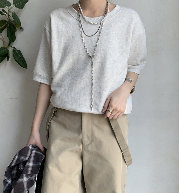  「バック刺繍半袖裏毛スウエット」|Tシャツ・カットソー|