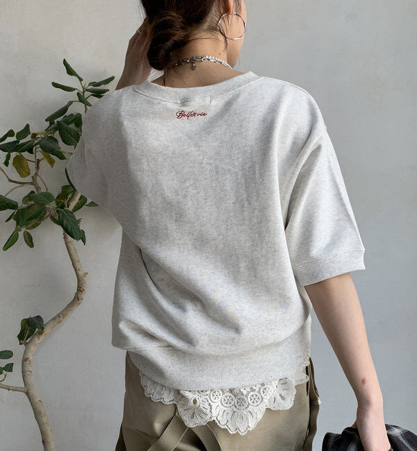  「バック刺繍半袖裏毛スウエット」|Tシャツ・カットソー|