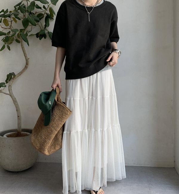  「バック刺繍半袖裏毛スウエット」|Tシャツ・カットソー|