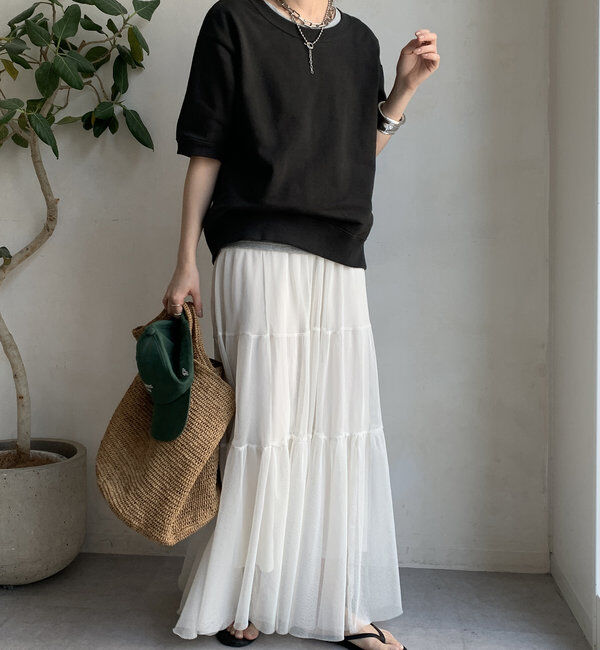  「バック刺繍半袖裏毛スウエット」|Tシャツ・カットソー|