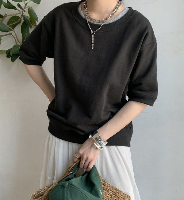  「バック刺繍半袖裏毛スウエット」|Tシャツ・カットソー|