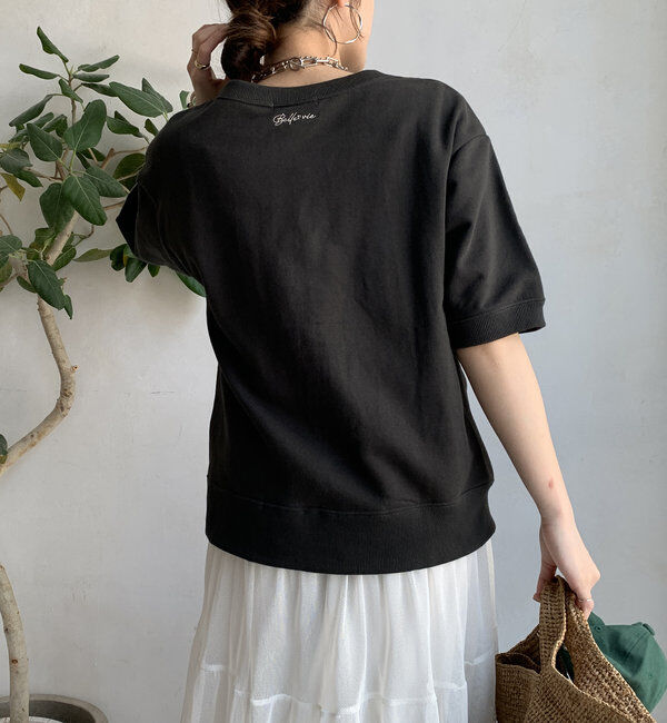  「バック刺繍半袖裏毛スウエット」|Tシャツ・カットソー|