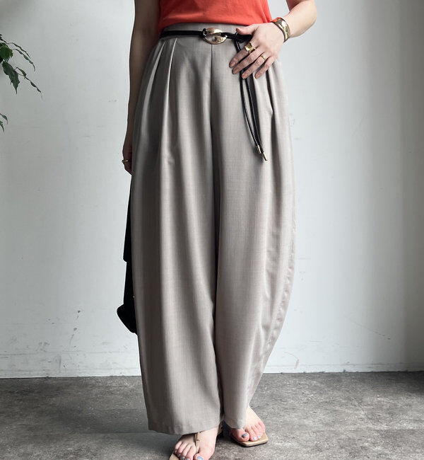  「【WEB限定】 ボリュームタックパンツ」|チノ|ベージュ