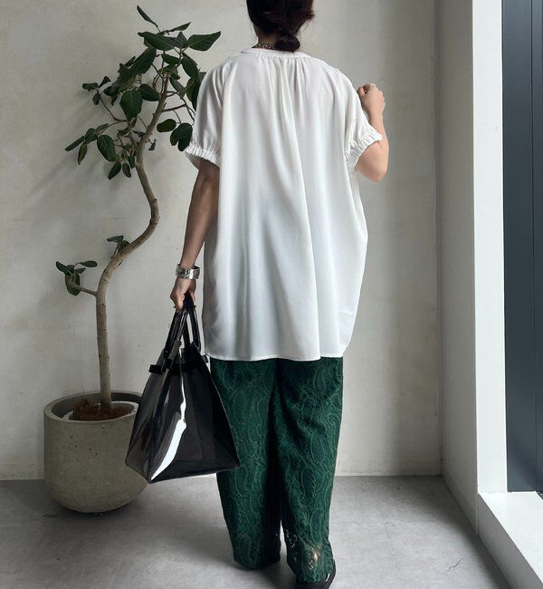  「【WEB限定】ライトジョーゼットスキッパーギャザーチュニック」|シャツ・ブラウス|