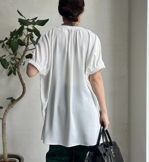  「【WEB限定】ライトジョーゼットスキッパーギャザーチュニック」|シャツ・ブラウス|