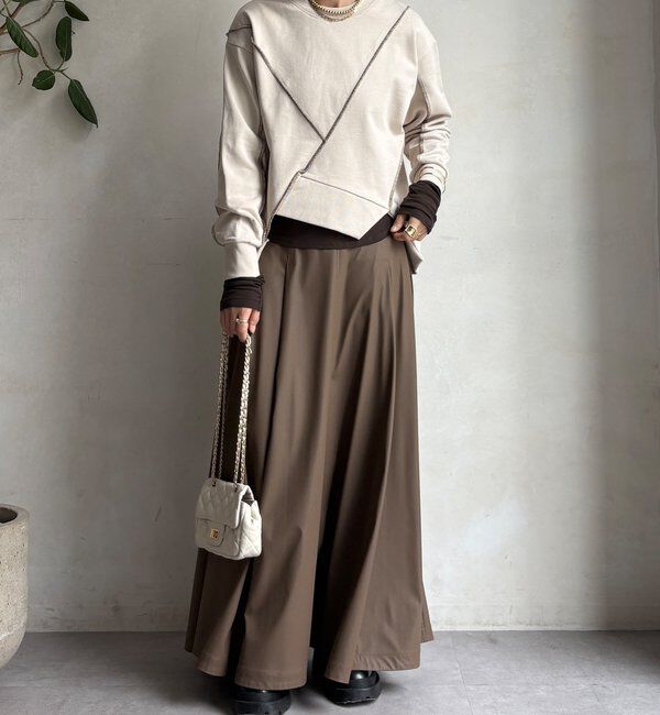  「【WEB限定】裏毛配色ステッチ切替トップス」|Tシャツ・カットソー|