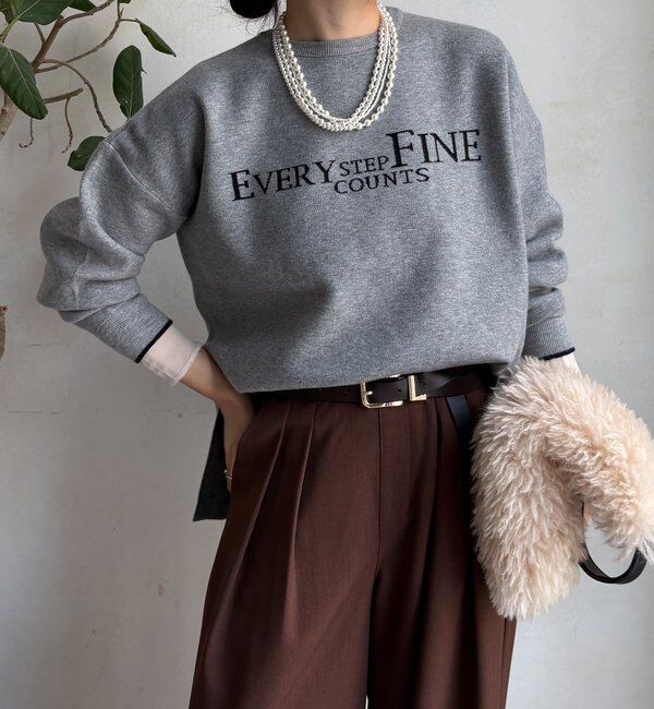  「【WEB限定】ダブルジャガードロゴニット」|ニット・セーター|グレー