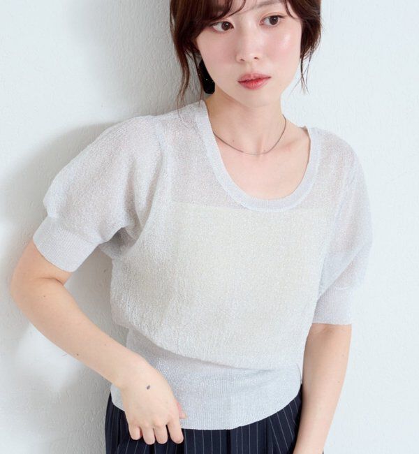  「*【新色追加/4色展開】ラメシアーニットプルオーバー」|カーディガン|シルバー