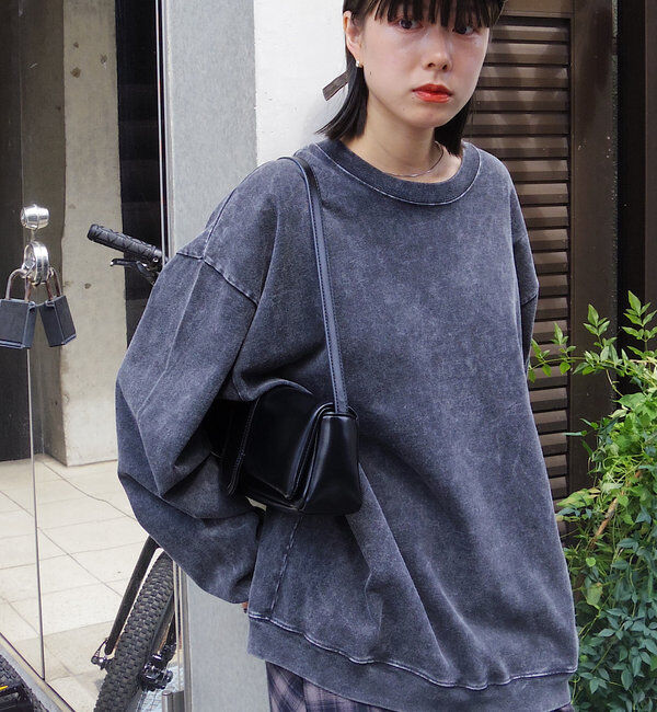  「【WHIMSIC】アシッドウォッシュドカットソープルオーバー」|Tシャツ・カットソー|チャコールグレー