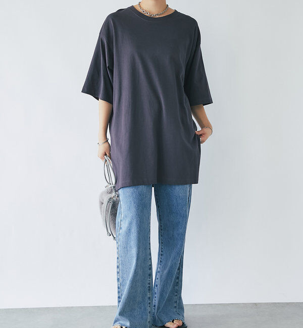  「《長めの着丈でアレンジ楽しめる♪》オーバーバックプリントTEE」|Tシャツ・カットソー|