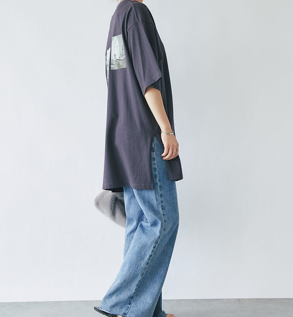  「《長めの着丈でアレンジ楽しめる♪》オーバーバックプリントTEE」|Tシャツ・カットソー|