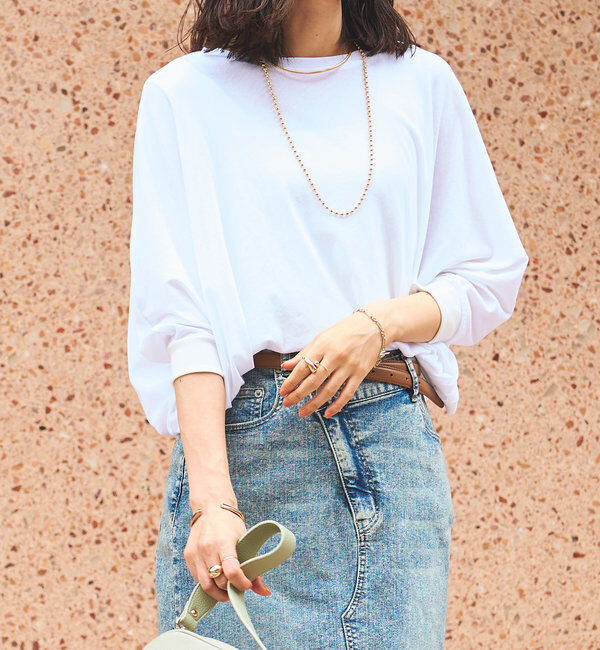  「《シンプルながらも着映え》コットンドライタッチドルマンプルオーバー」|Tシャツ・カットソー|