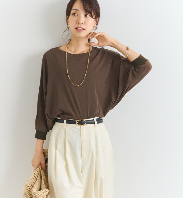  「《シンプルながらも着映え》コットンドライタッチドルマンプルオーバー」|Tシャツ・カットソー|