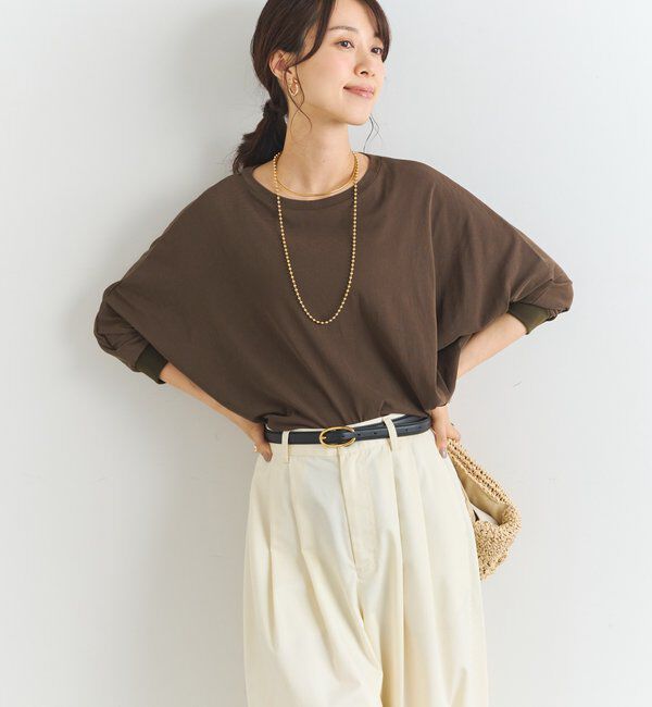  「《シンプルながらも着映え》コットンドライタッチドルマンプルオーバー」|Tシャツ・カットソー|