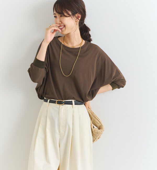  「《シンプルながらも着映え》コットンドライタッチドルマンプルオーバー」|Tシャツ・カットソー|