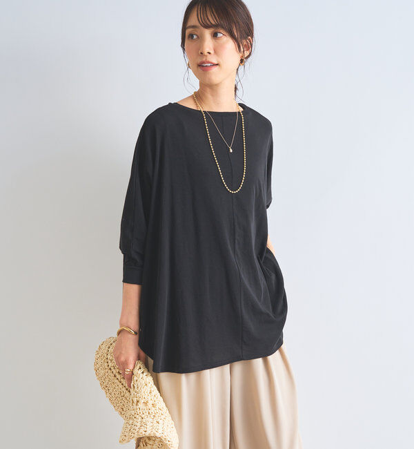  「《シンプルながらも着映え》コットンドライタッチドルマンプルオーバー」|Tシャツ・カットソー|