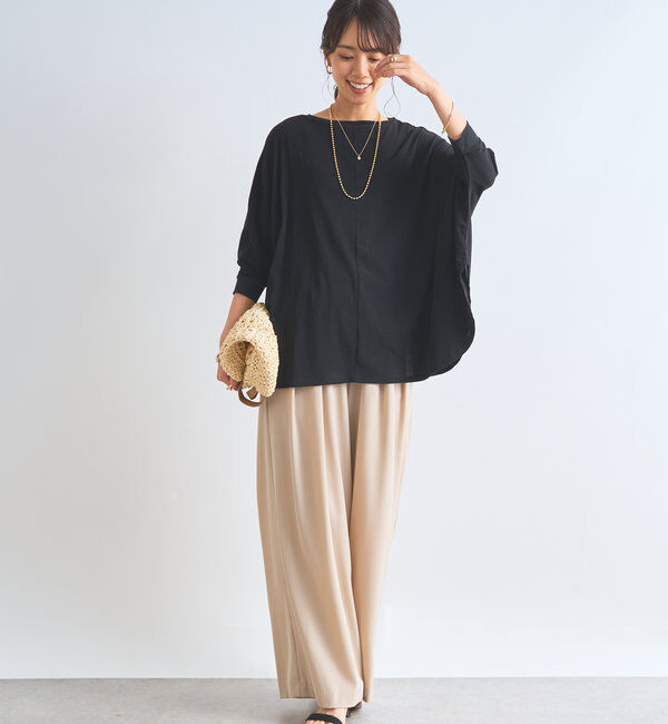  「《シンプルながらも着映え》コットンドライタッチドルマンプルオーバー」|Tシャツ・カットソー|