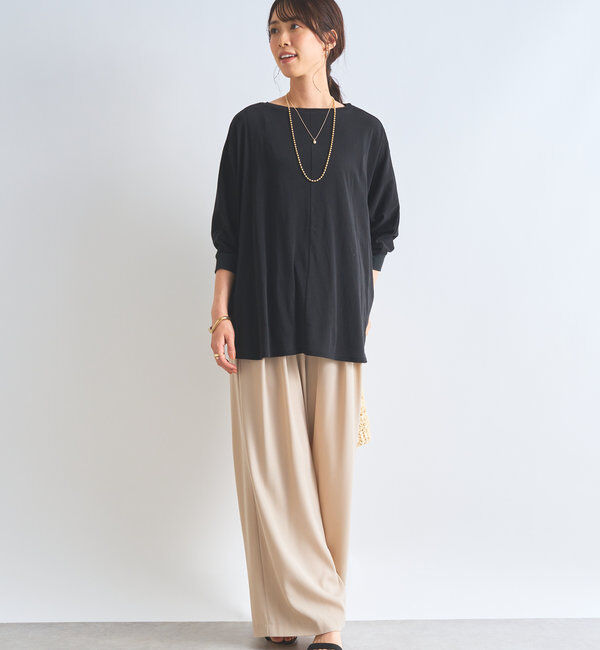  「《シンプルながらも着映え》コットンドライタッチドルマンプルオーバー」|Tシャツ・カットソー|