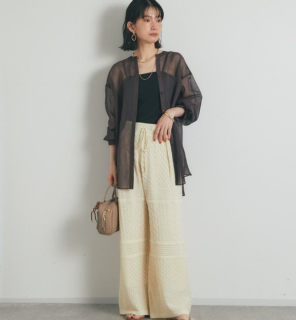  「《上品でフェミニン》透かし柄ドロストニットパンツ」|その他|