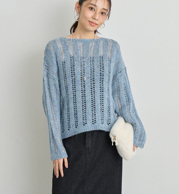  「《上品なリラックス感》ラメリリヤーン針抜きニット」|ニット・セーター|