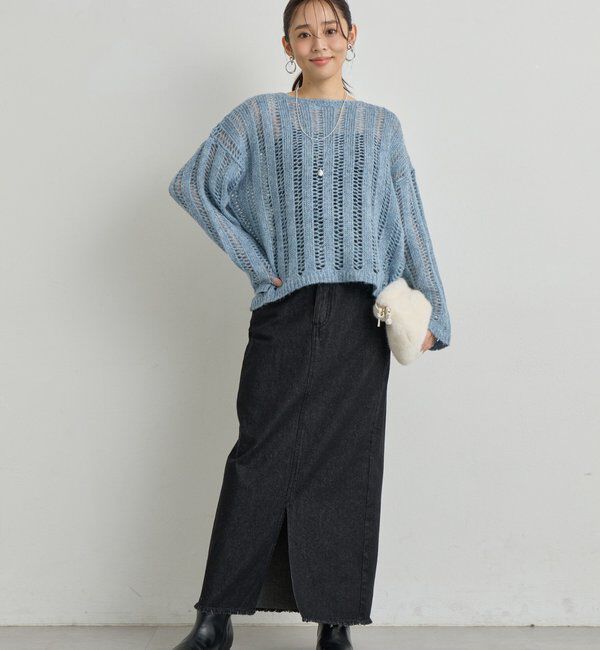  「《上品なリラックス感》ラメリリヤーン針抜きニット」|ニット・セーター|