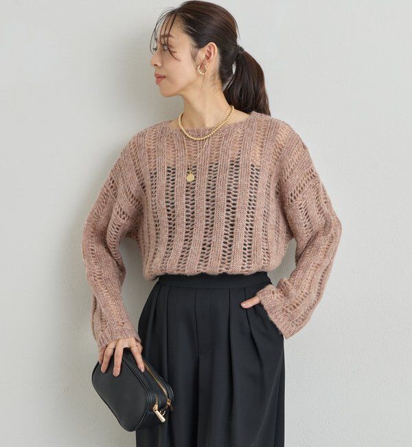  「《上品なリラックス感》ラメリリヤーン針抜きニット」|ニット・セーター|