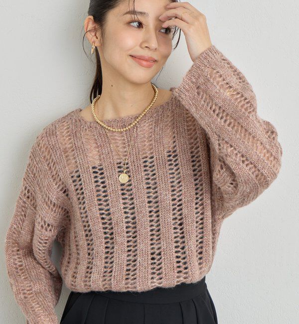  「《上品なリラックス感》ラメリリヤーン針抜きニット」|ニット・セーター|