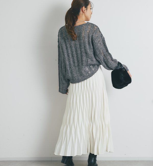  「《上品なリラックス感》ラメリリヤーン針抜きニット」|ニット・セーター|