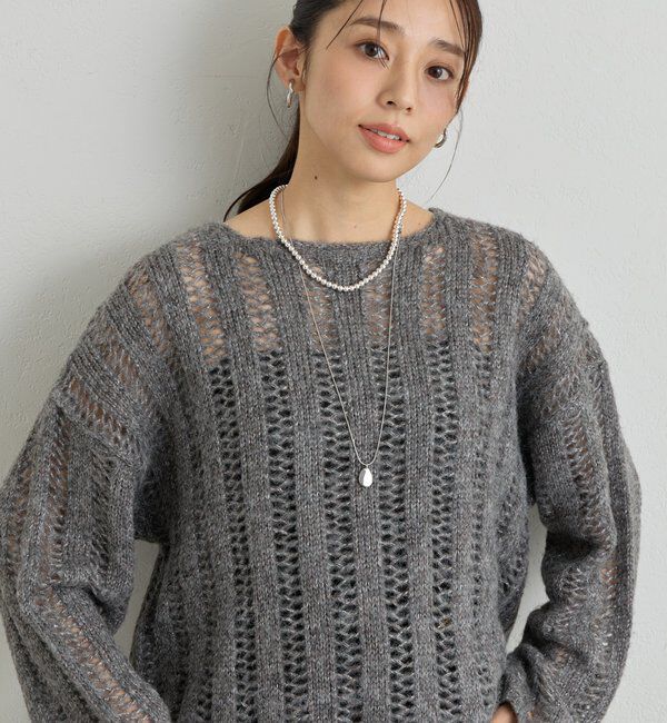  「《上品なリラックス感》ラメリリヤーン針抜きニット」|ニット・セーター|
