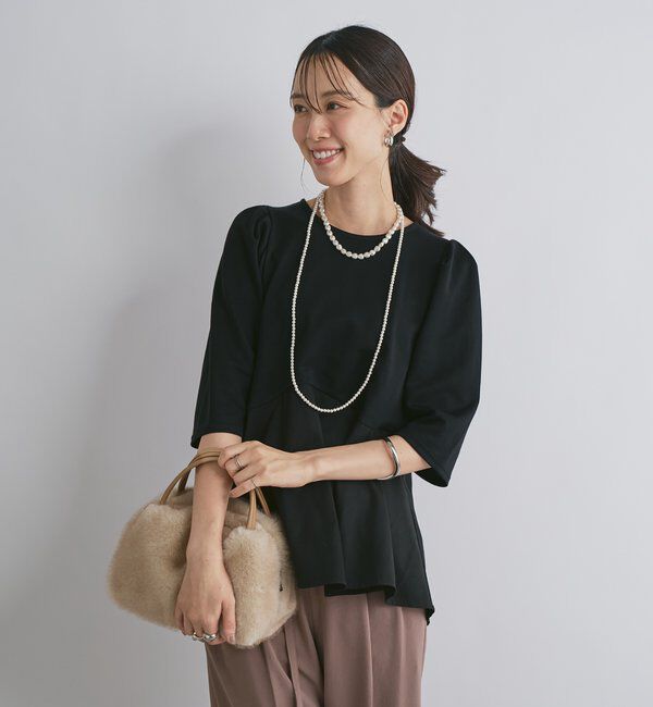  「《大人可愛い雰囲気に◎》異素材切替フレアプルオーバー」|Tシャツ・カットソー|
