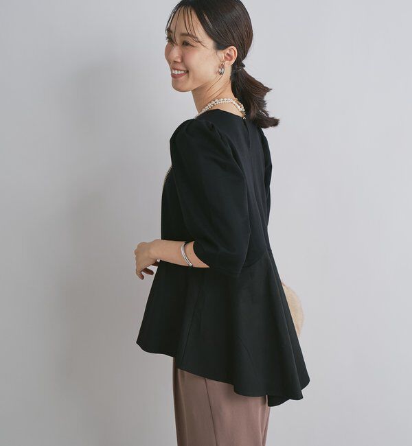  「《大人可愛い雰囲気に◎》異素材切替フレアプルオーバー」|Tシャツ・カットソー|