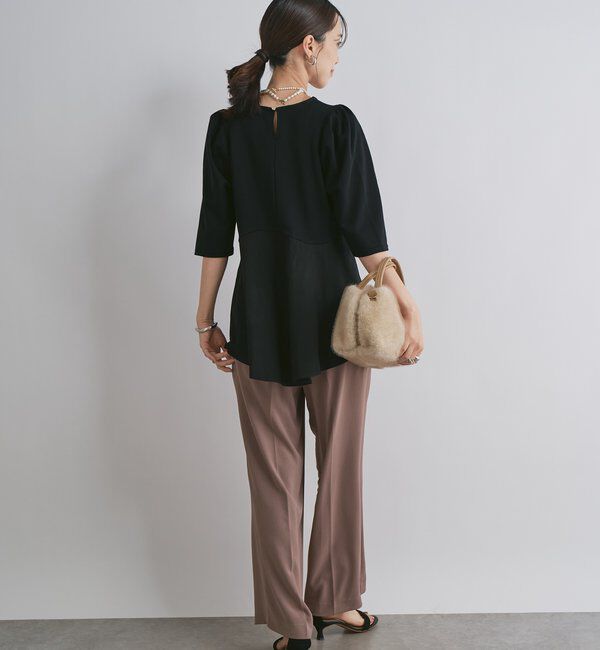  「《大人可愛い雰囲気に◎》異素材切替フレアプルオーバー」|Tシャツ・カットソー|