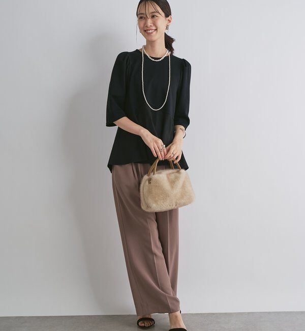  「《大人可愛い雰囲気に◎》異素材切替フレアプルオーバー」|Tシャツ・カットソー|