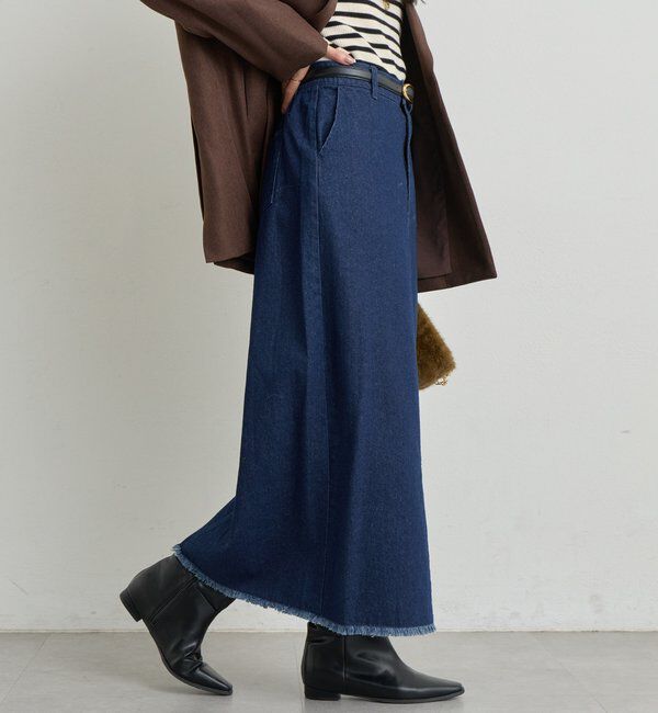  「《大人カジュアルに◎》裾フリンジデニムスカート」|スカート|