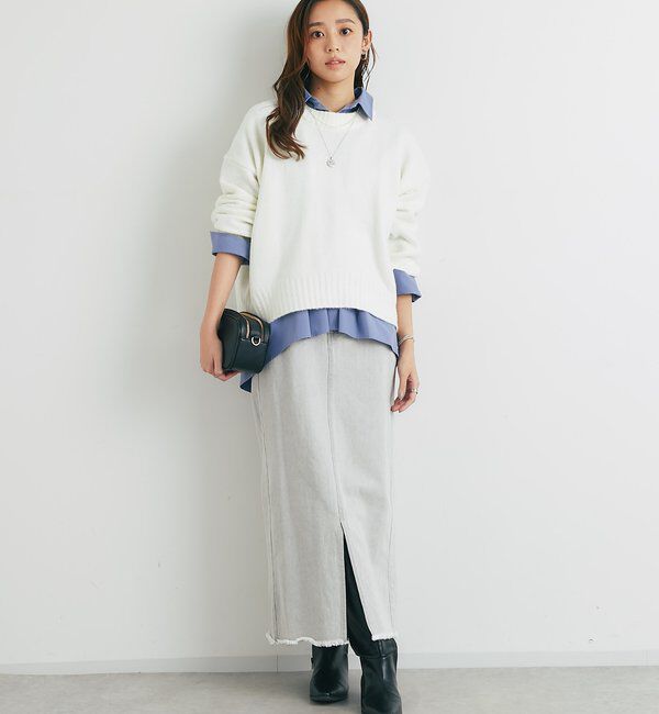  「《大人カジュアルに◎》裾フリンジデニムスカート」|スカート|