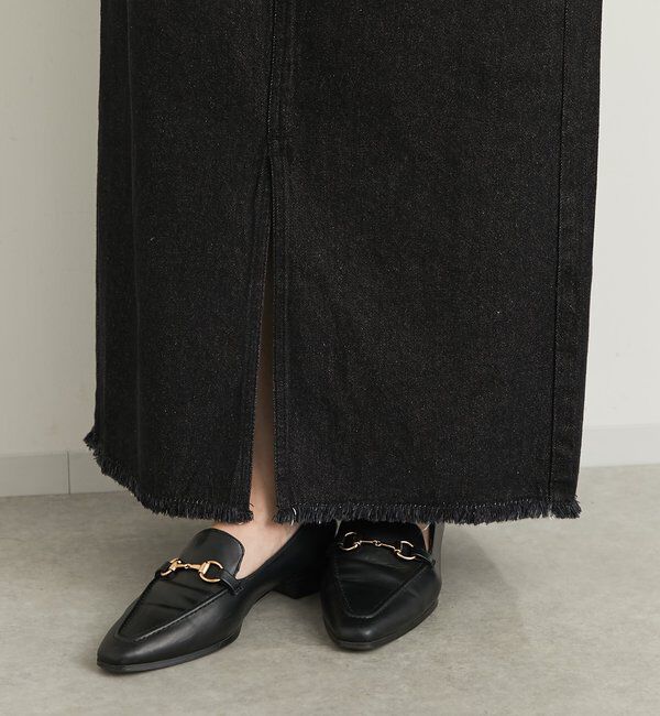  「《大人カジュアルに◎》裾フリンジデニムスカート」|スカート|