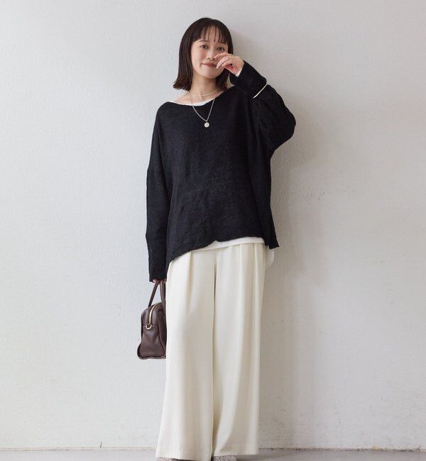  「【ウォッシャブル】【シーズンレスで使える】タックワイドスラックス」|チノ|