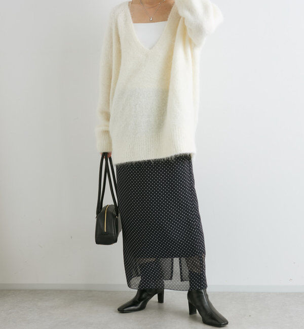  「【軽やかな足元に】ドットシフォンタイトスカート」|スカート|
