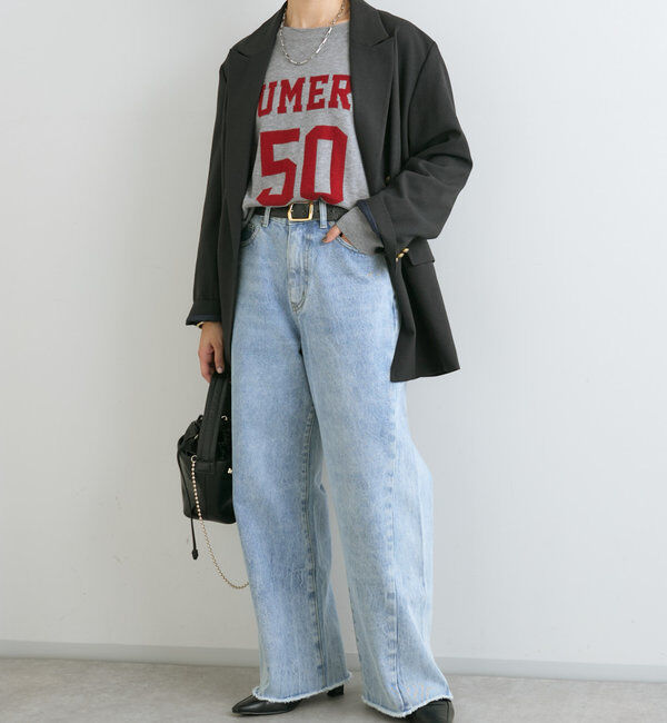  「【MONN.:.(モン)】neat wide DENIM」|デニム|