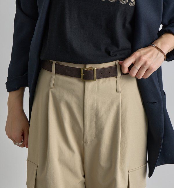  「【新色追加】【MONN.:. (モン)】スクエアバックルスエードベルト」|ベルト|