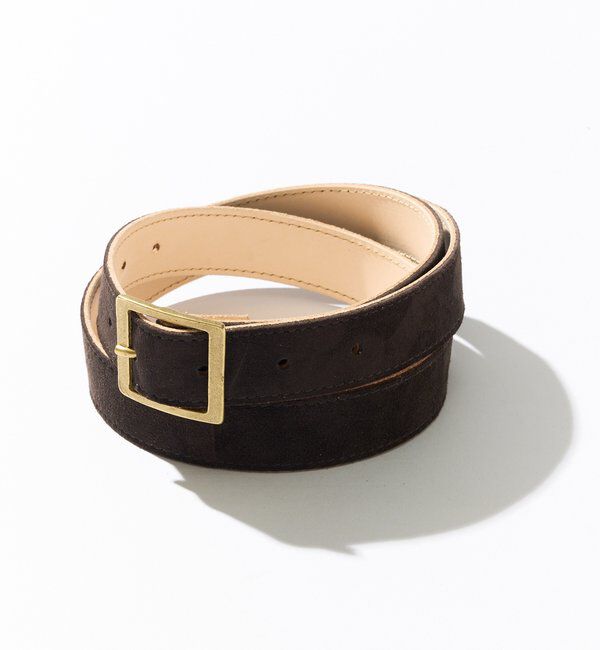  「【新色追加】【MONN.:. (モン)】スクエアバックルスエードベルト」|ベルト|