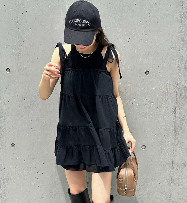  「[mline]肩リボンワンピース」|シャツ・ブラウス|ブラック