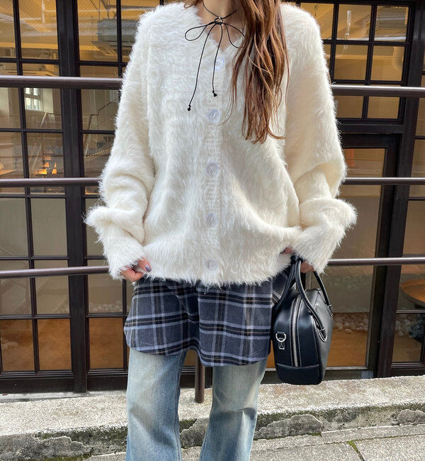  「[mline]シャギーロングカーディガン」|カーディガン|