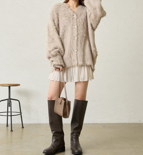  「[mline]シャギーロングカーディガン」|カーディガン|